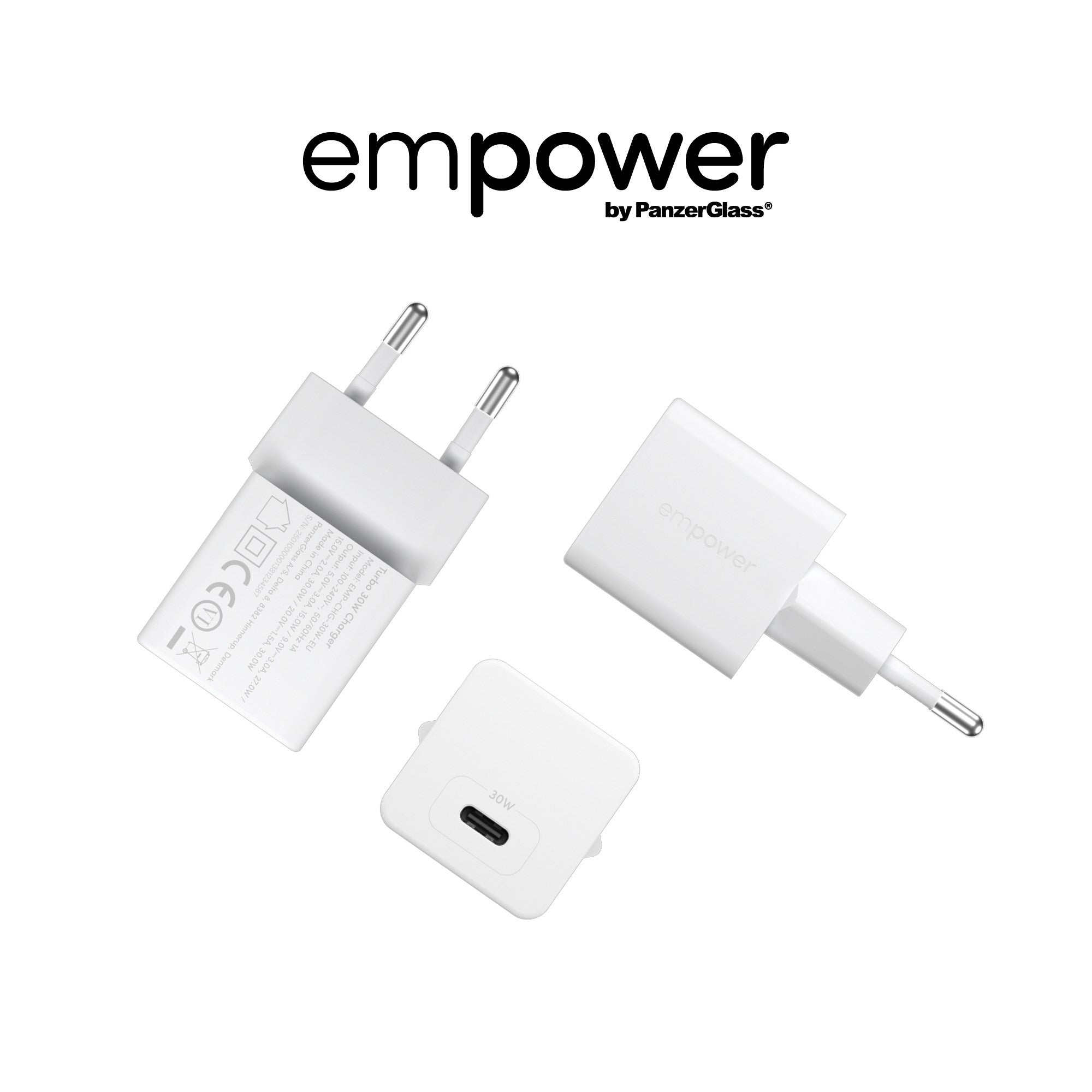 empower™ by PanzerGlass® Turbo 30W Oplader Single USB-C | EU Stik | Silver White
